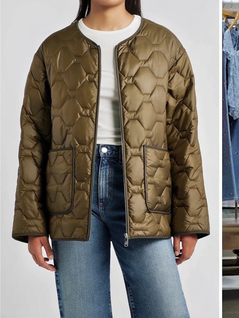 Sam Edelman Wide Hexagon Quilted Coat with Removable Faux Fur Collar